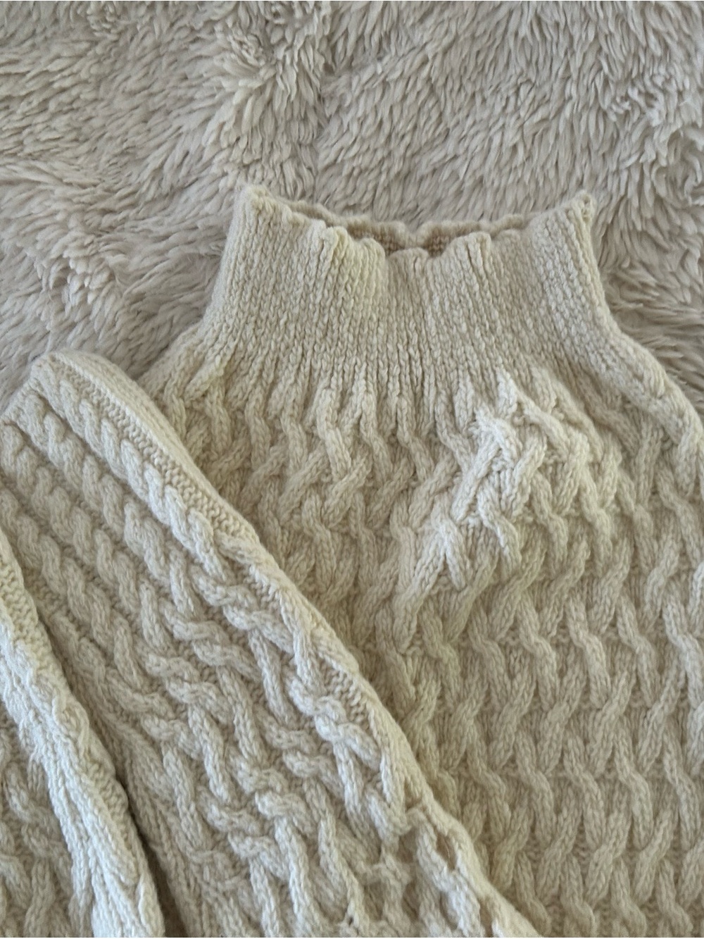 Cream Cable Knit Thermal Leggings